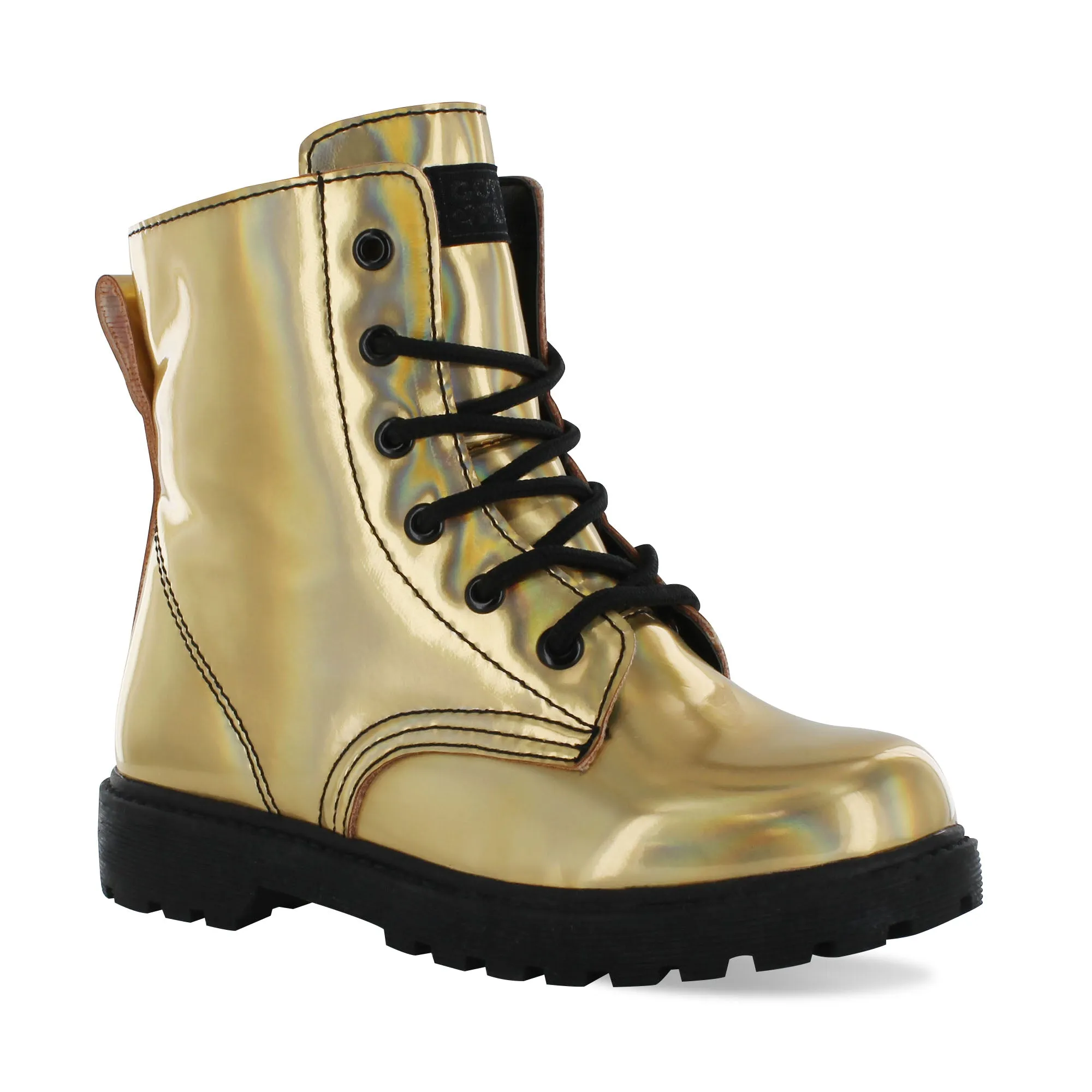 Gotta Flurt Girl's Luna Gold Combat Boot