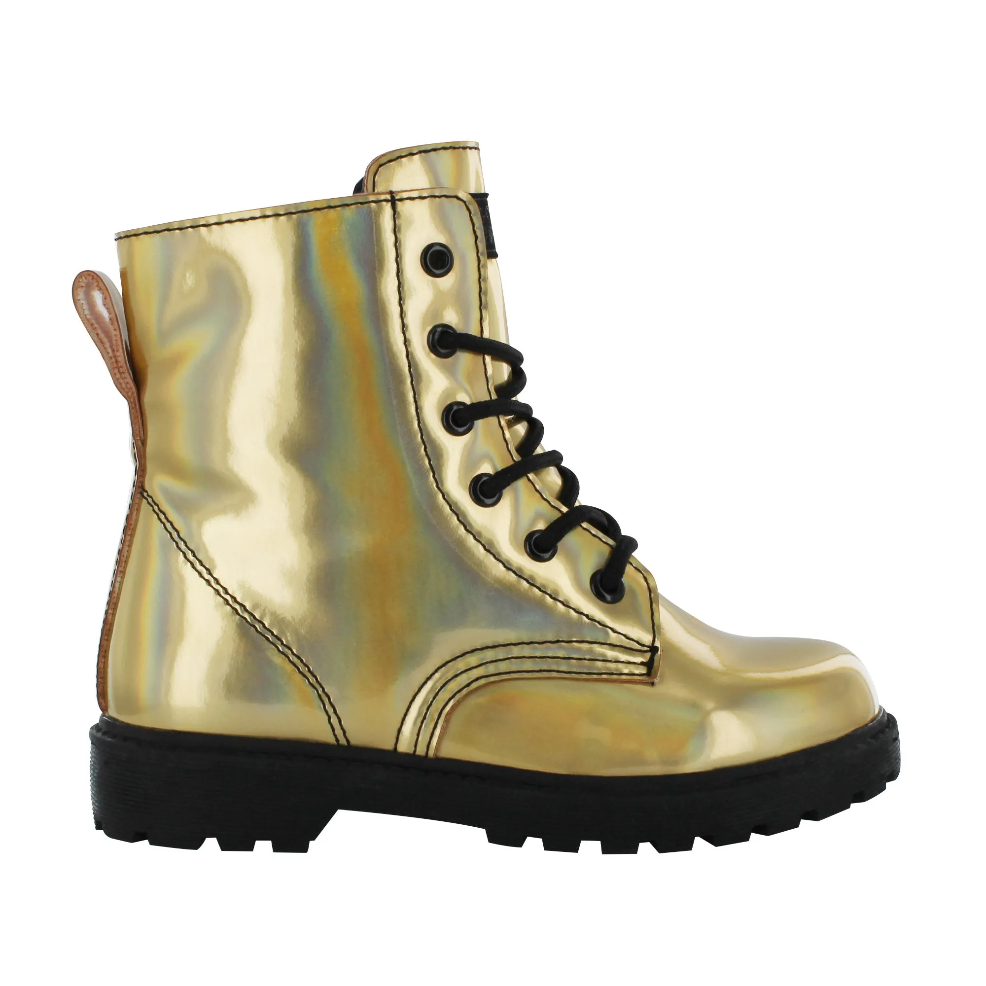 Gotta Flurt Girl's Luna Gold Combat Boot