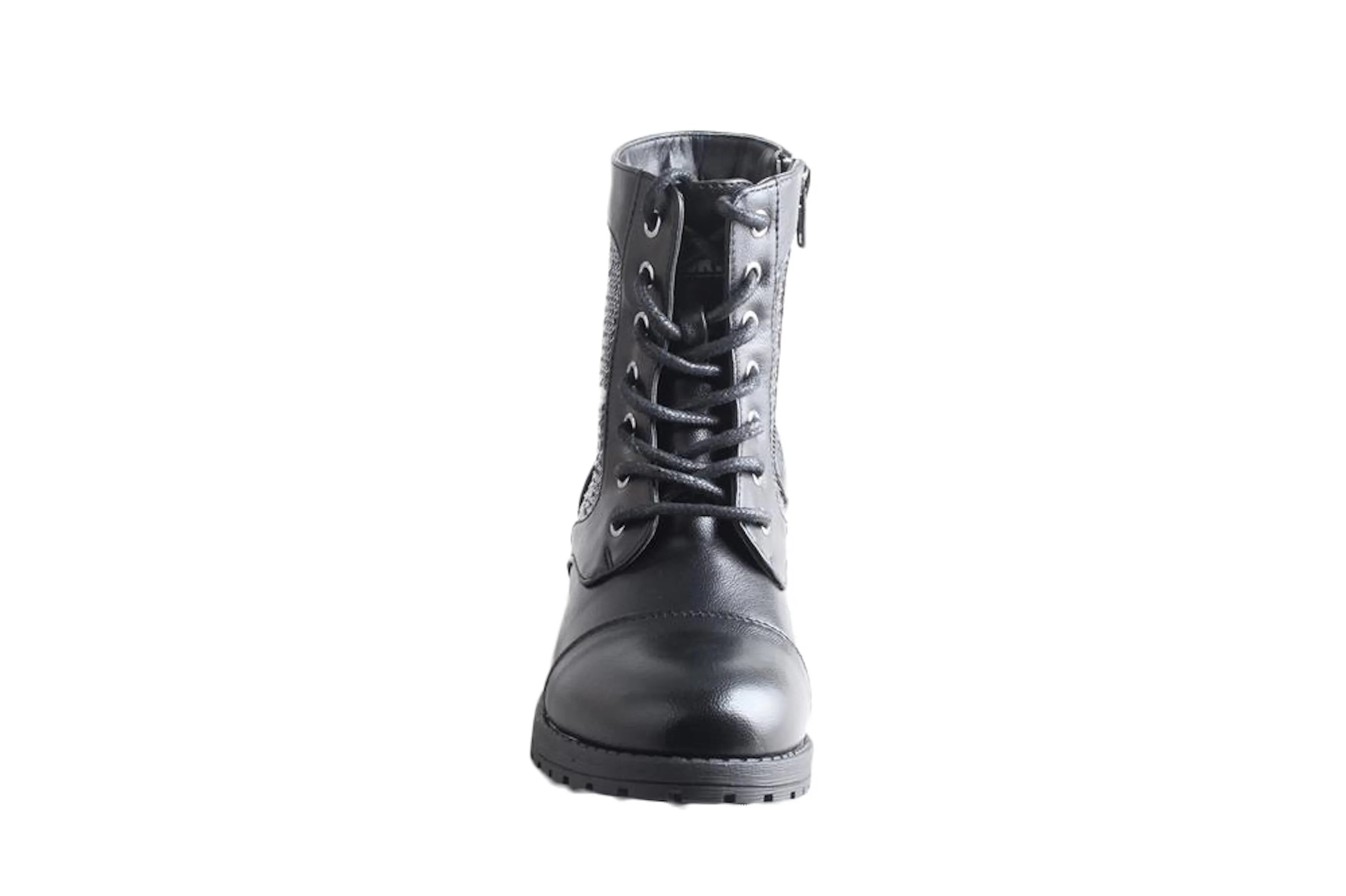 Gotta Flurt Girl's Swag II G Black Sequin Short Shaft Combat Boot