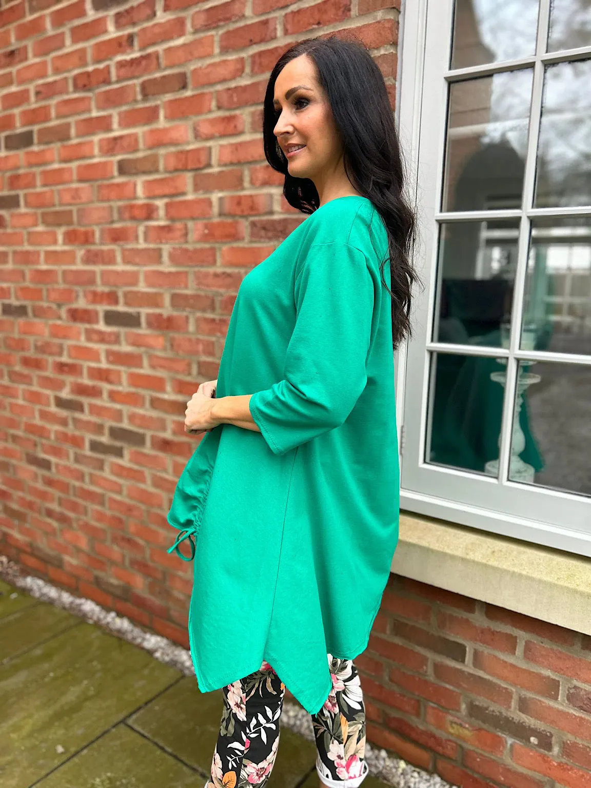 Green Hankey Hem Drawstring Tunic Demi