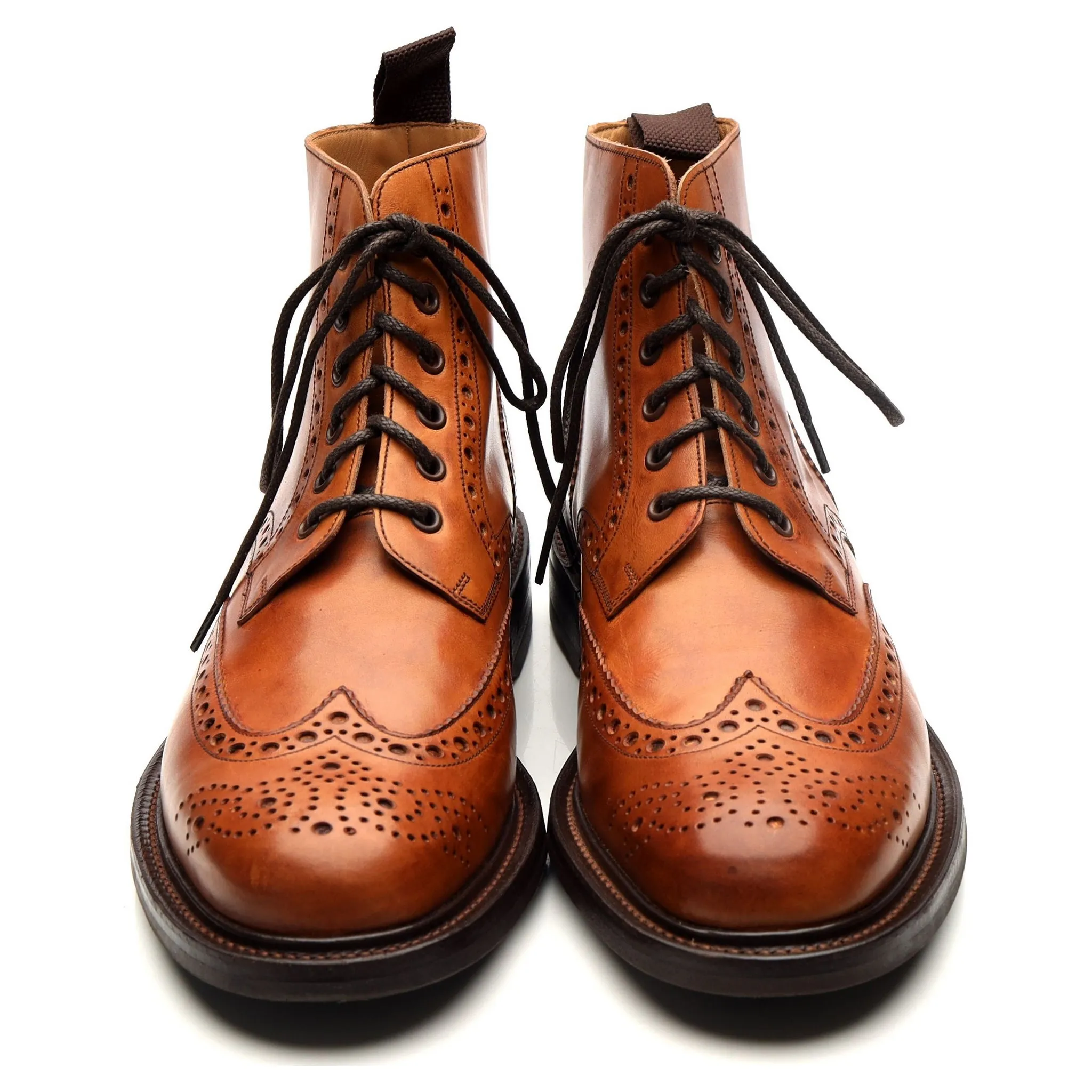 'Harrison' Tan Brown Leather Boots Brogues UK 9.5 F