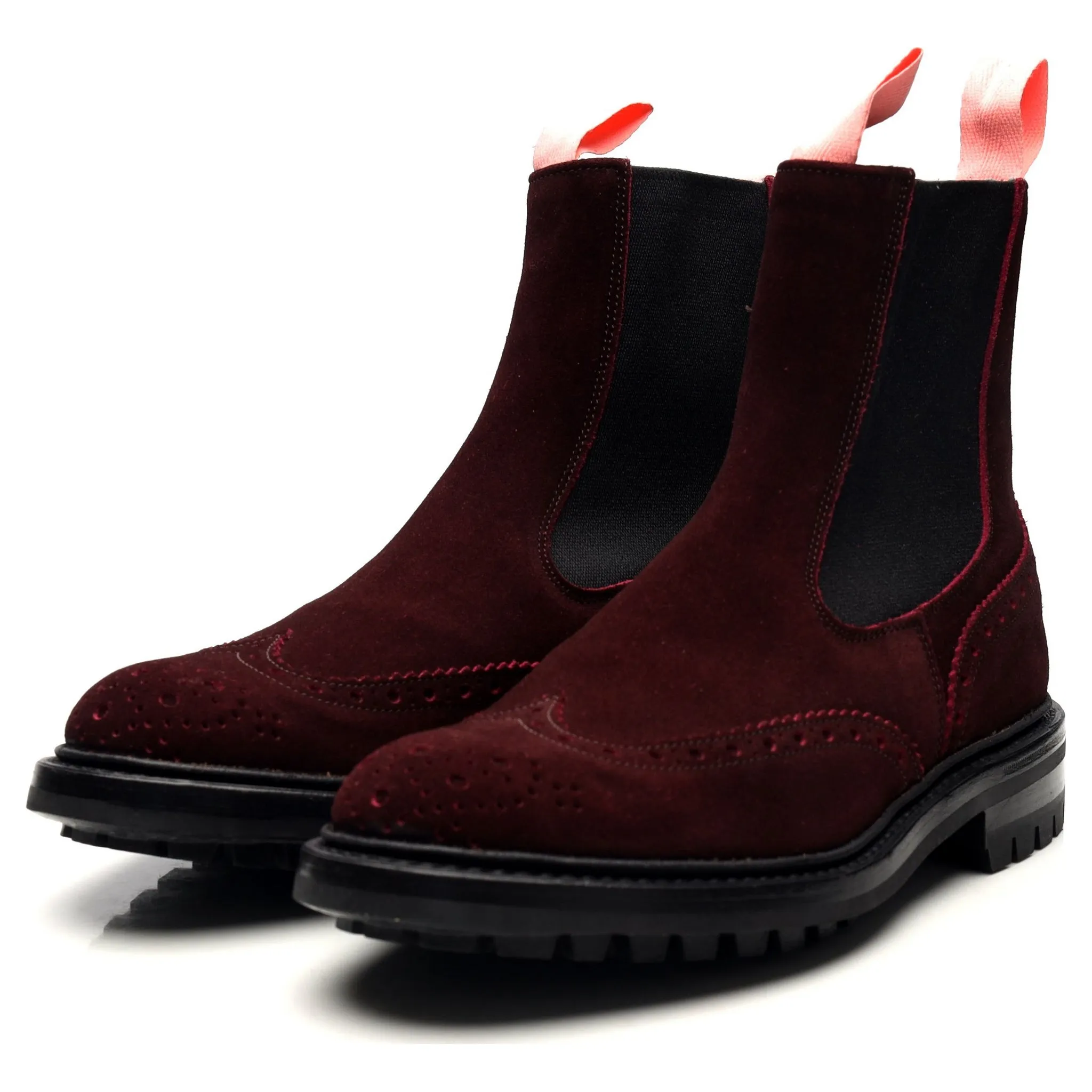 'Henry' Dark Red Suede Chelsea Boots UK 6.5