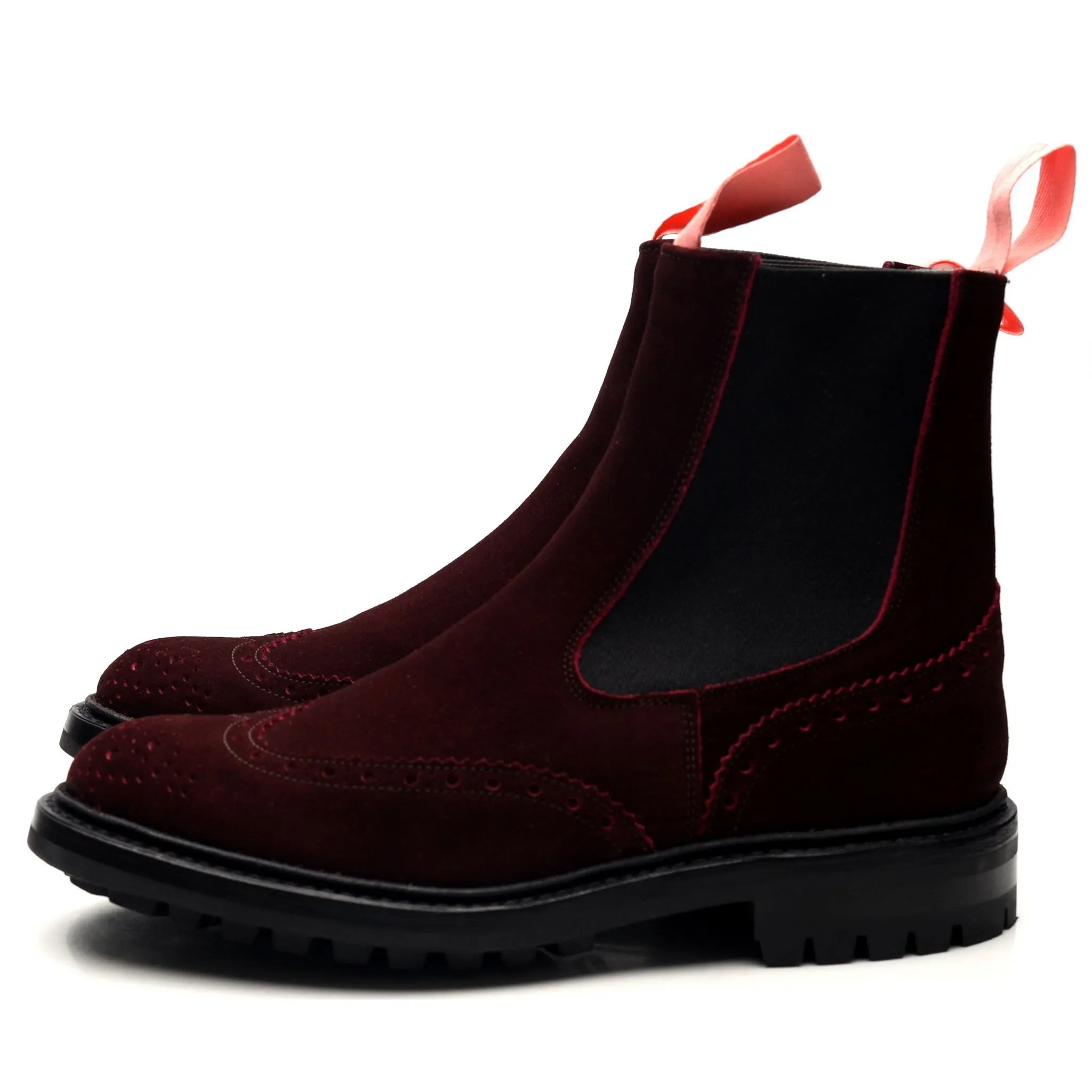 'Henry' Dark Red Suede Chelsea Boots UK 6.5