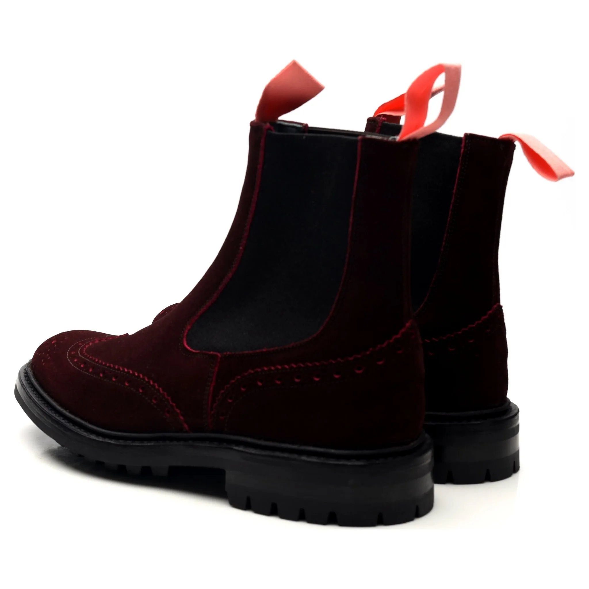 'Henry' Dark Red Suede Chelsea Boots UK 6.5