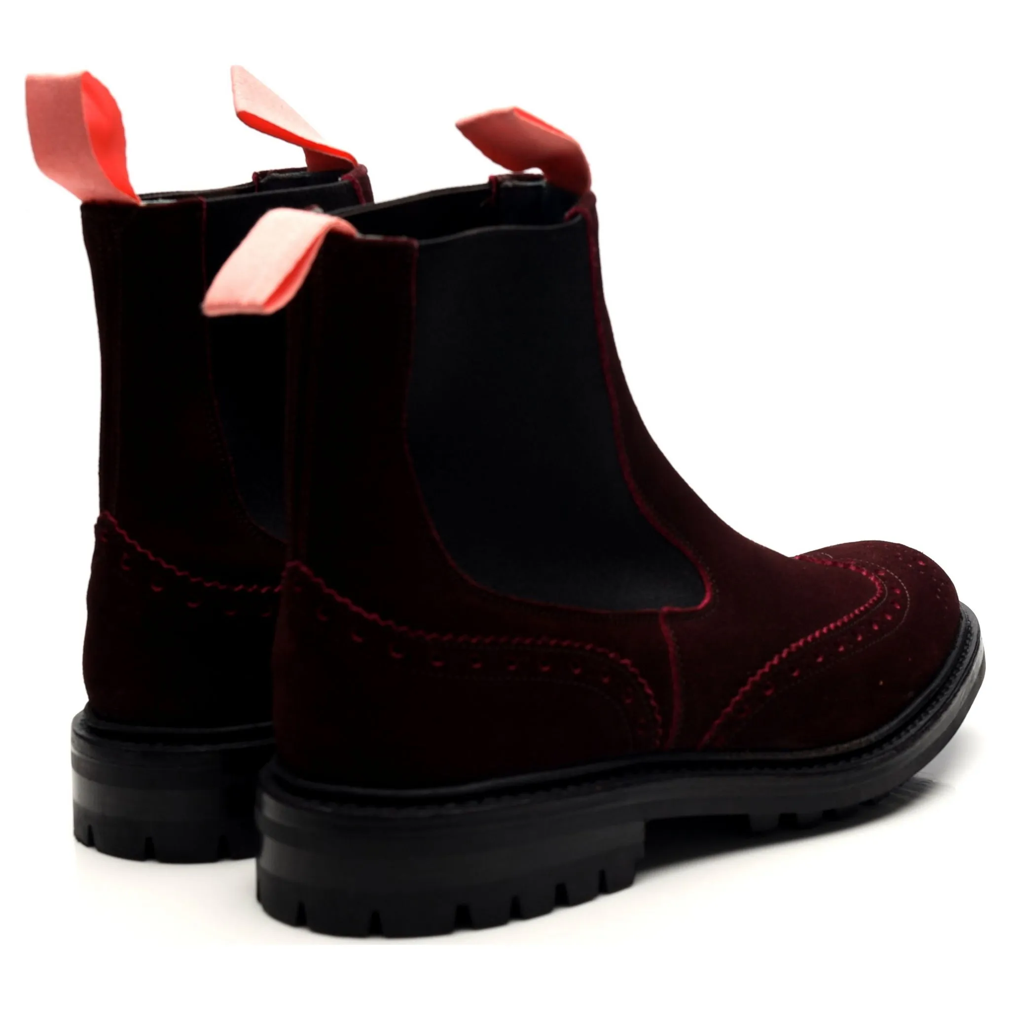 'Henry' Dark Red Suede Chelsea Boots UK 6.5