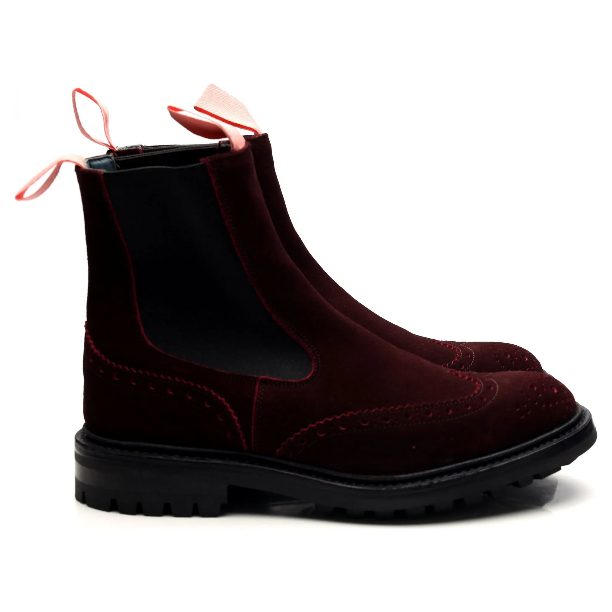 'Henry' Dark Red Suede Chelsea Boots UK 6.5