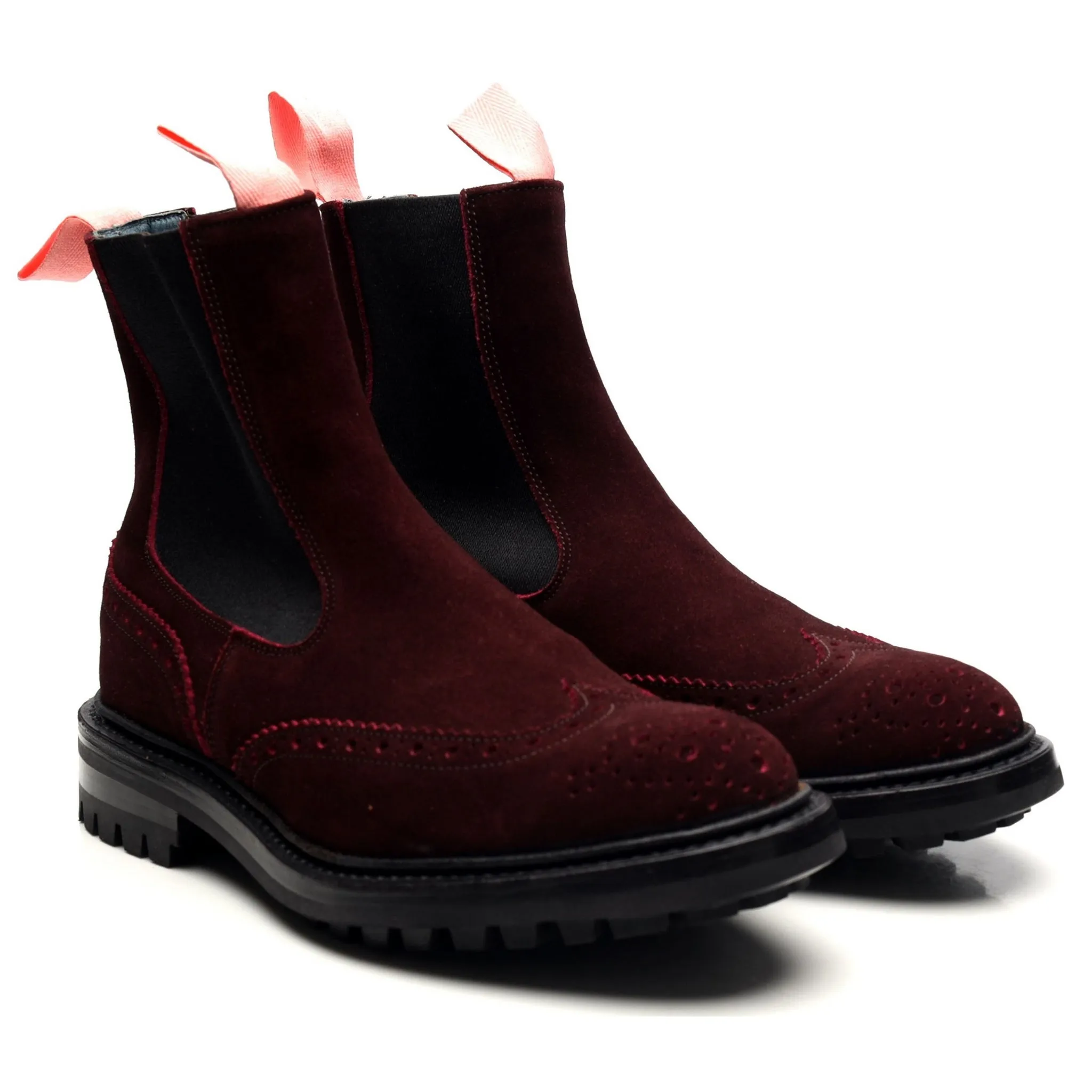 'Henry' Dark Red Suede Chelsea Boots UK 6.5