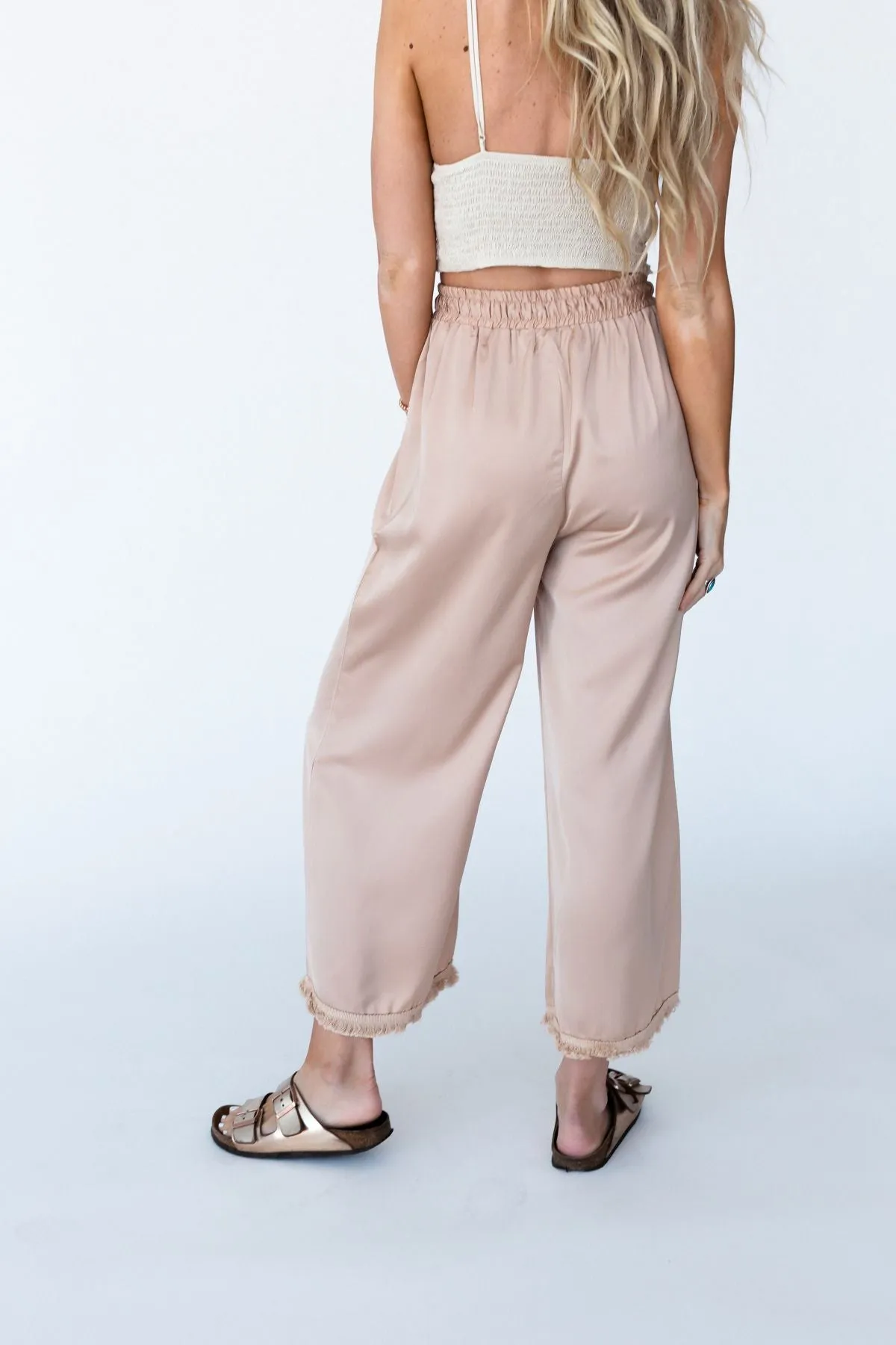 Here To Stay Fringed Culottes - Taupe