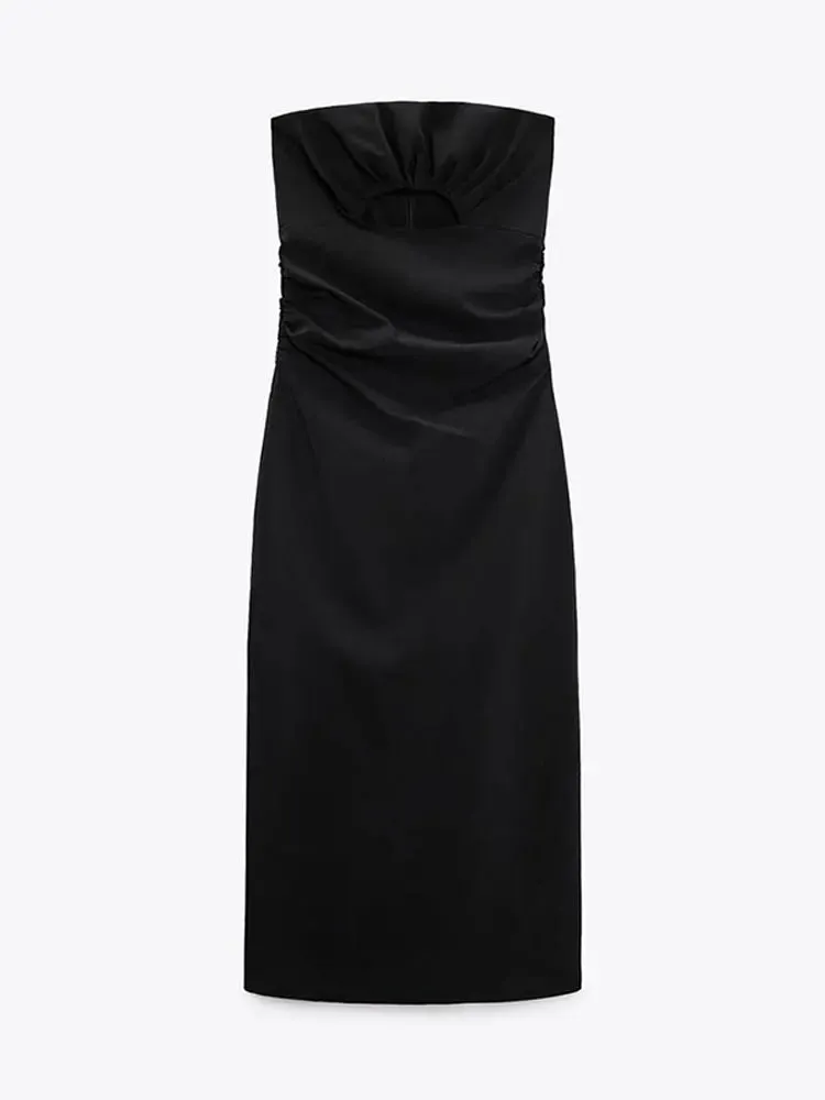 Hollow Out Sleeveless Slim Dress With Slash Neck Off Shoulder