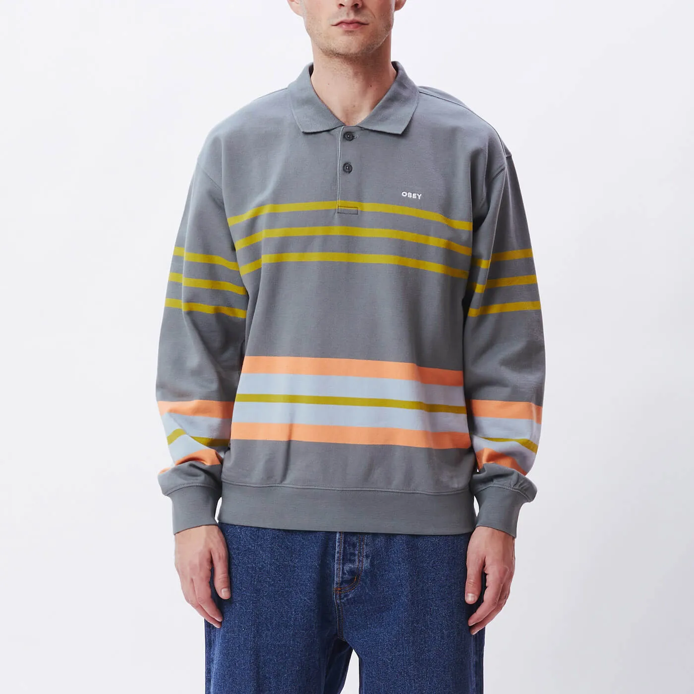 ISSO STRIPED POLO SWEATERSHIRT | Obey Clothing UK