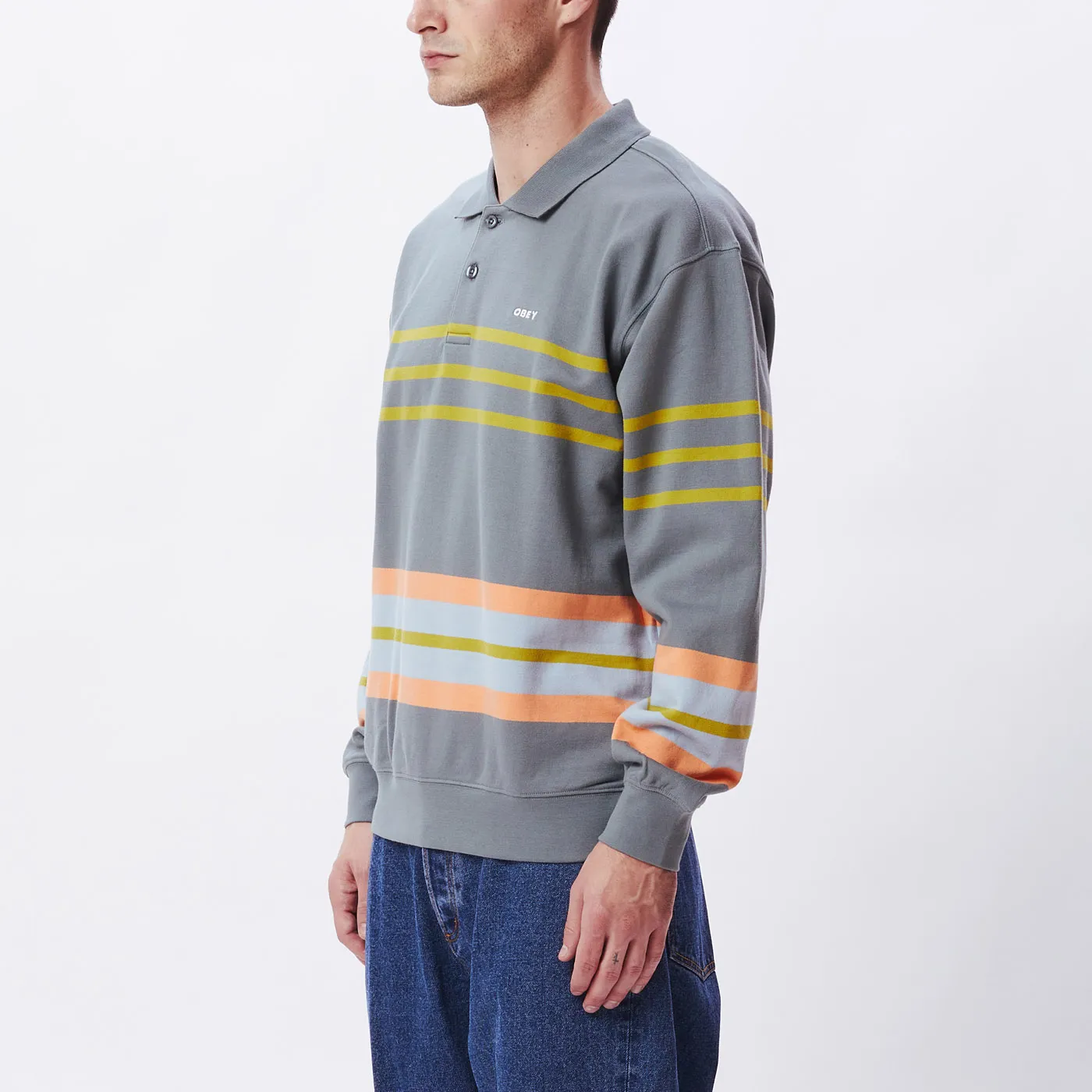 ISSO STRIPED POLO SWEATERSHIRT | Obey Clothing UK