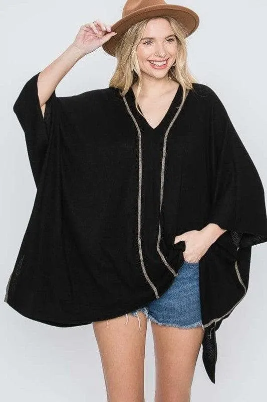 Jade By Jane V Neck Poncho Top