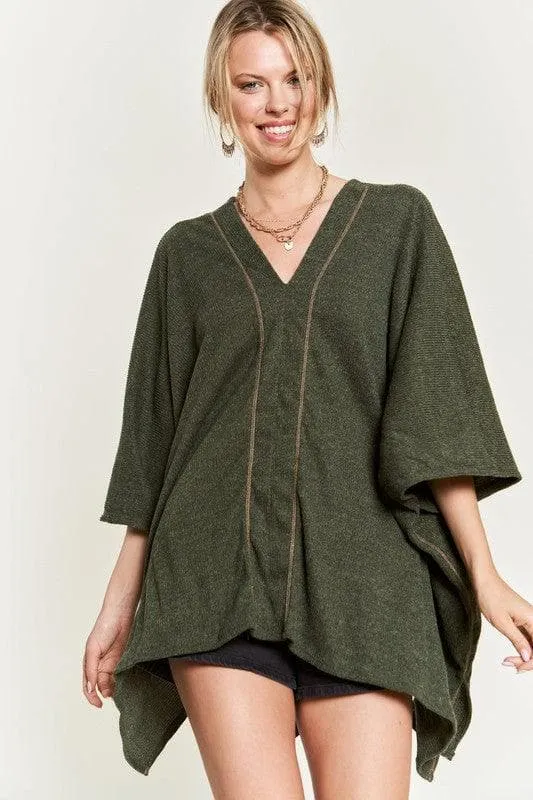 Jade By Jane V Neck Poncho Top