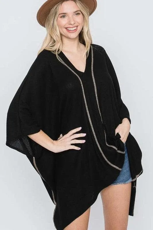 Jade By Jane V Neck Poncho Top