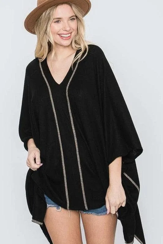 Jade By Jane V Neck Poncho Top