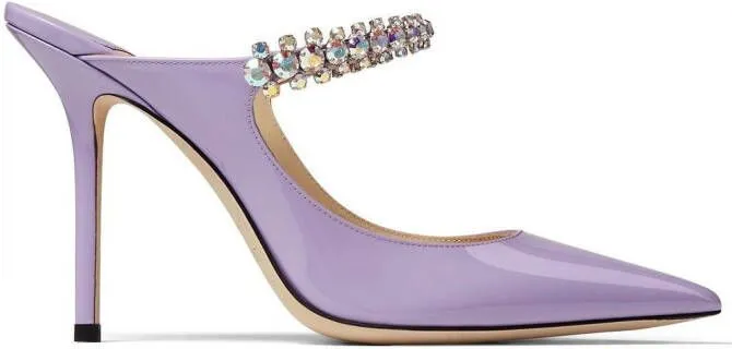 Jimmy Choo Bing 100mm crystal-embellished mules Purple