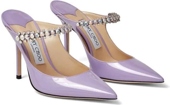 Jimmy Choo Bing 100mm crystal-embellished mules Purple