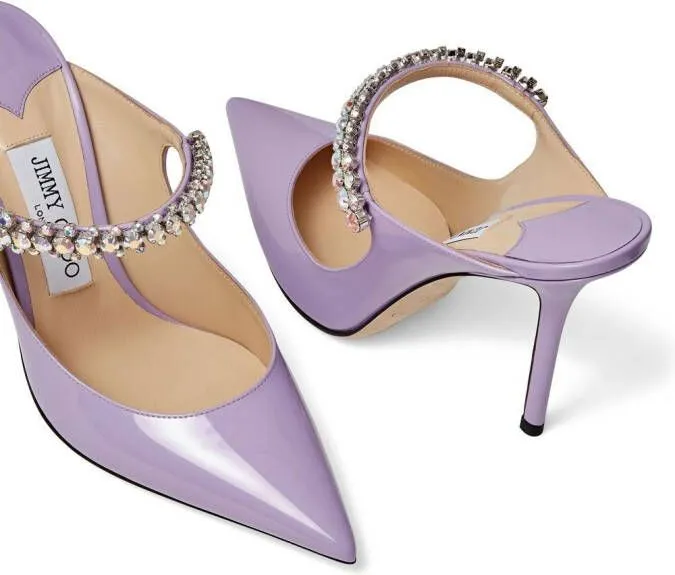 Jimmy Choo Bing 100mm crystal-embellished mules Purple