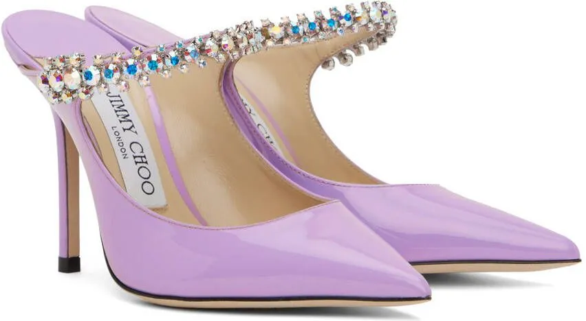 Jimmy Choo Bing 100mm crystal-embellished mules Purple