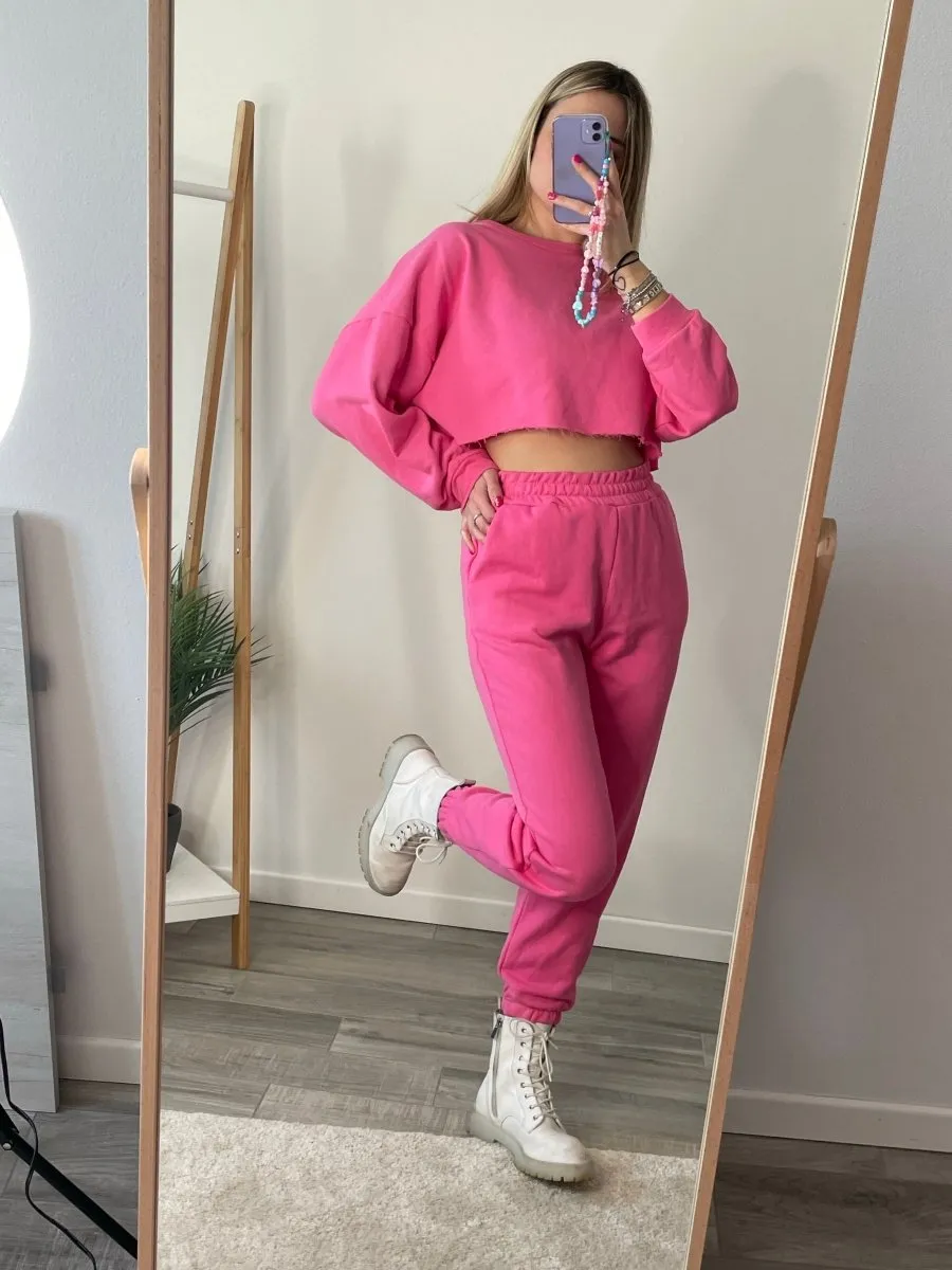 Joggers rosa con fondo elastico