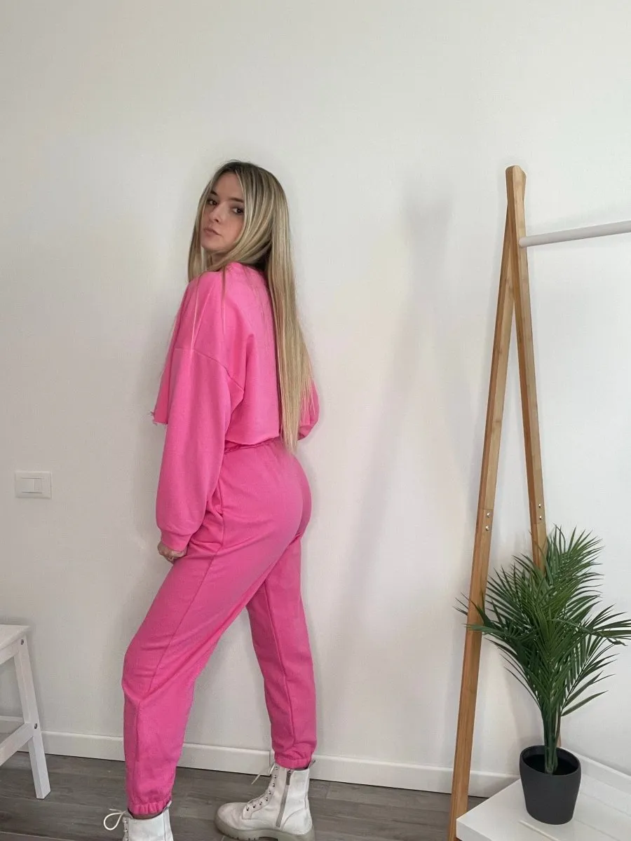 Joggers rosa con fondo elastico