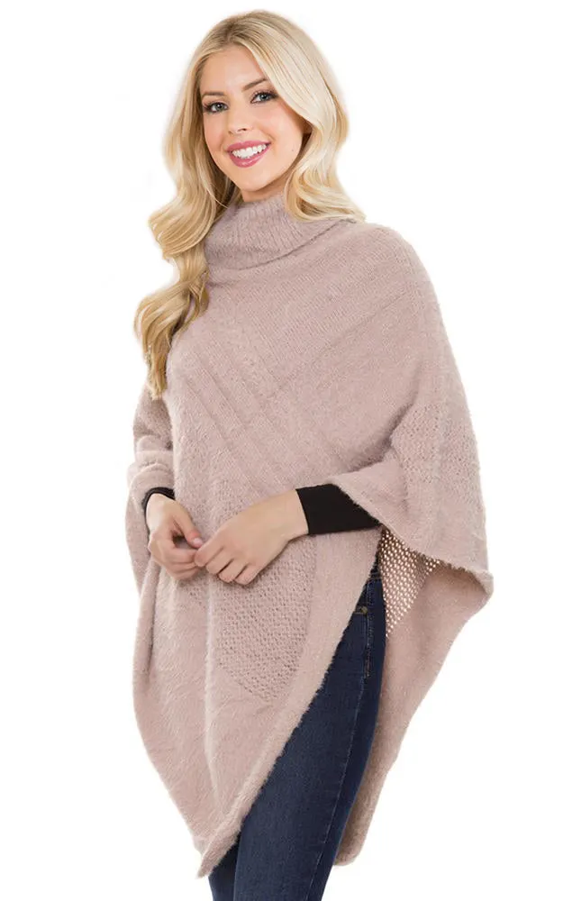 JP1505 Solid Soft Faux Fur Poncho