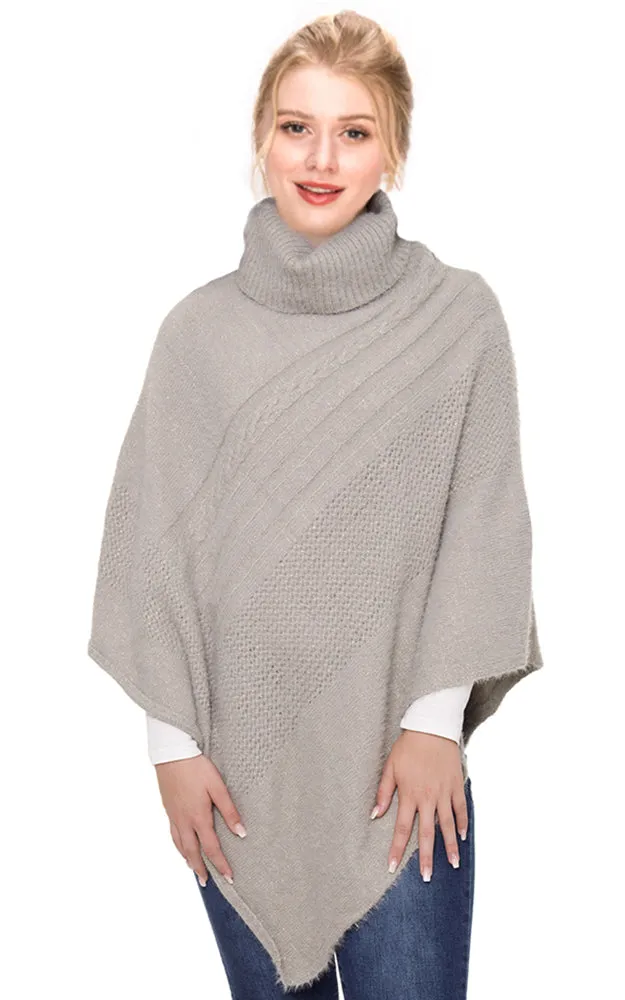 JP1505 Solid Soft Faux Fur Poncho