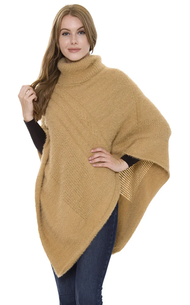 JP1505 Solid Soft Faux Fur Poncho