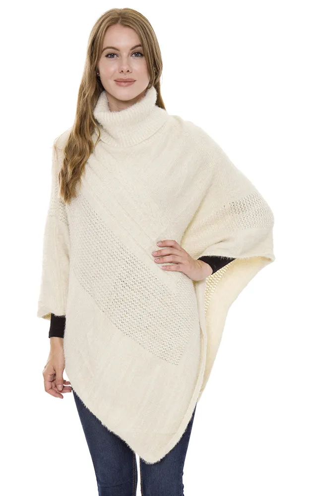 JP1505 Solid Soft Faux Fur Poncho