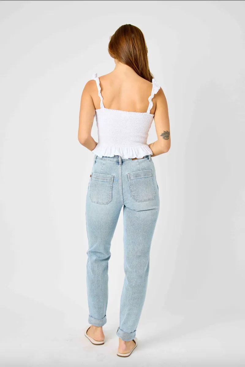 Judy Blue Vintage Wash Double Cuffed Denim Joggers