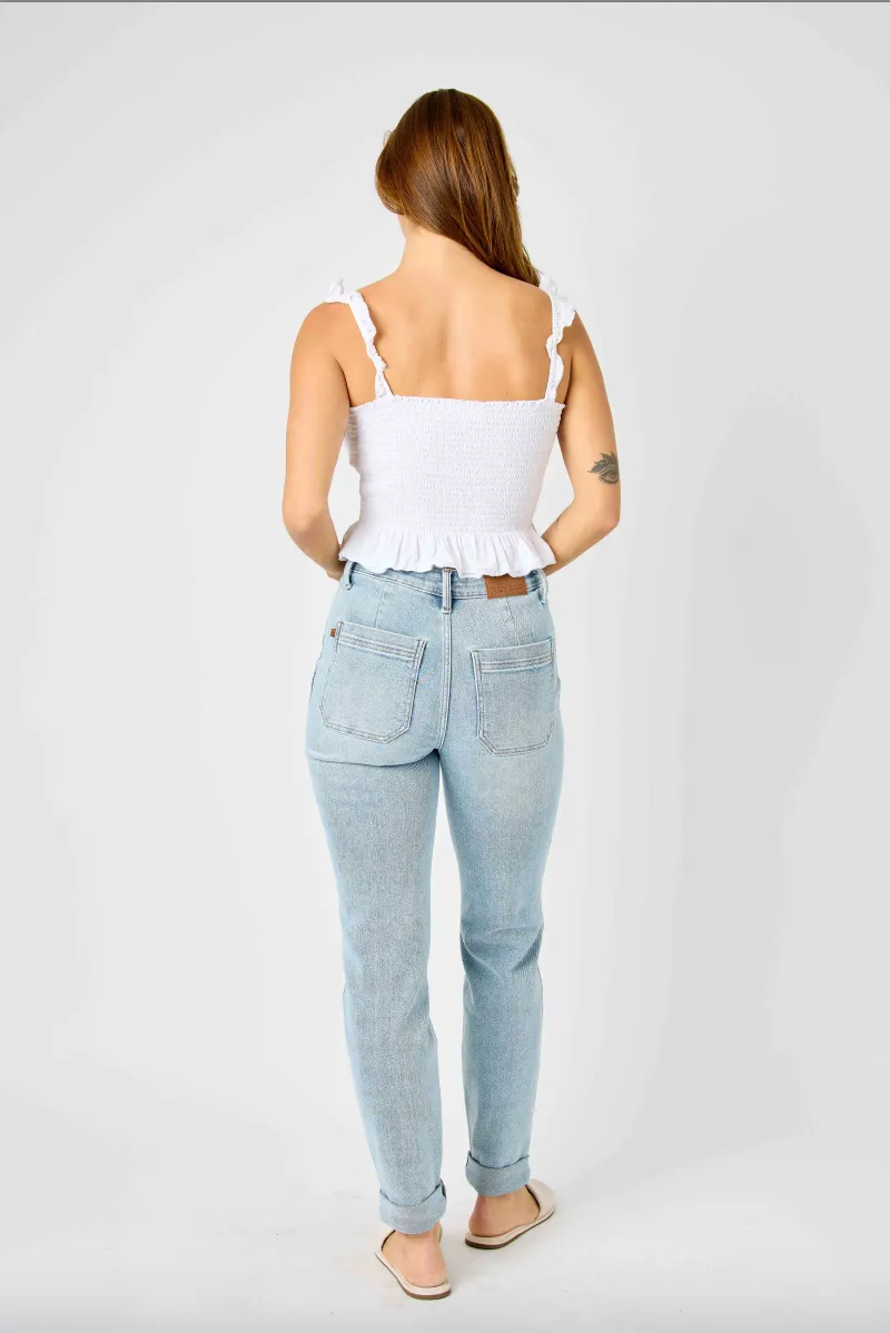 Judy Blue Vintage Wash Double Cuffed Denim Joggers