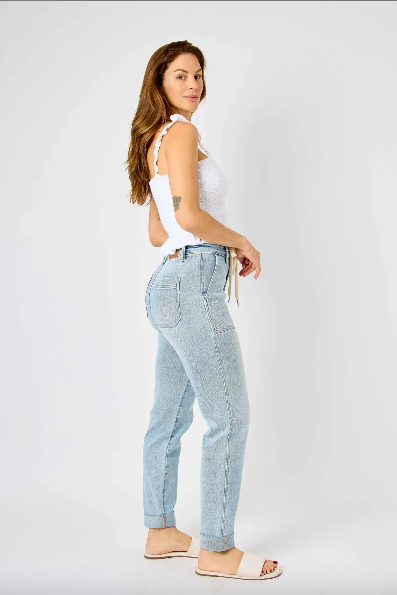 Judy Blue Vintage Wash Double Cuffed Denim Joggers