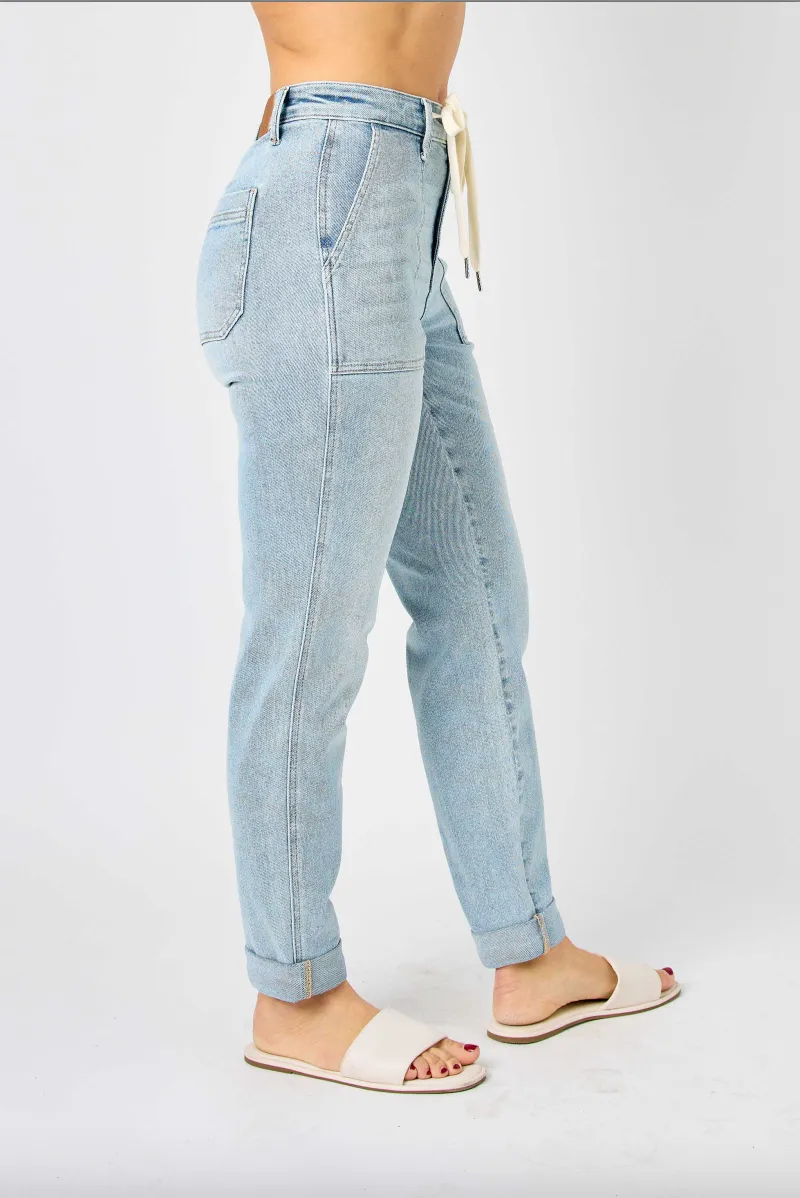 Judy Blue Vintage Wash Double Cuffed Denim Joggers