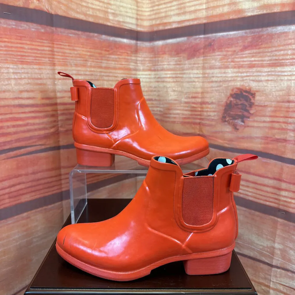 KATE SPADE RED RUBBER CHELSEA BOOTS SZ 8M TCC