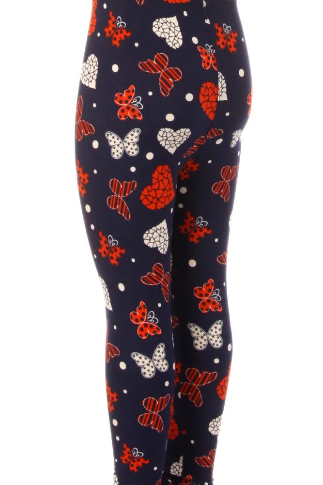 Kid's Heart Butterfly Pattern Printed Leggings