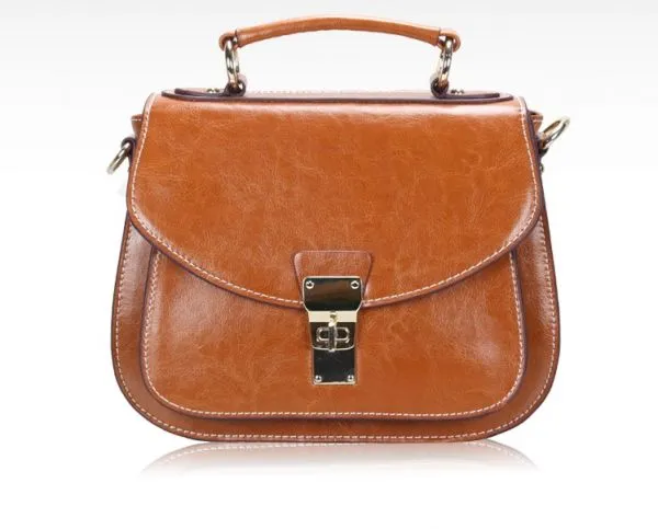 Leather Satchel with Little Handle for women Retro Vintage Fashion