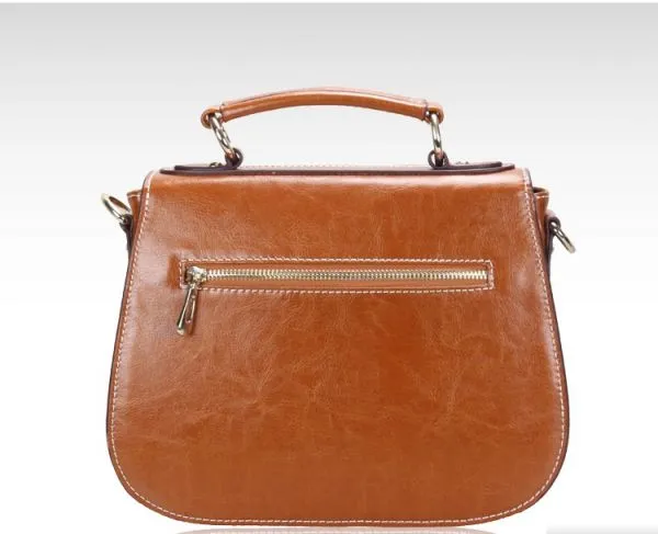 Leather Satchel with Little Handle for women Retro Vintage Fashion