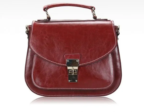 Leather Satchel with Little Handle for women Retro Vintage Fashion