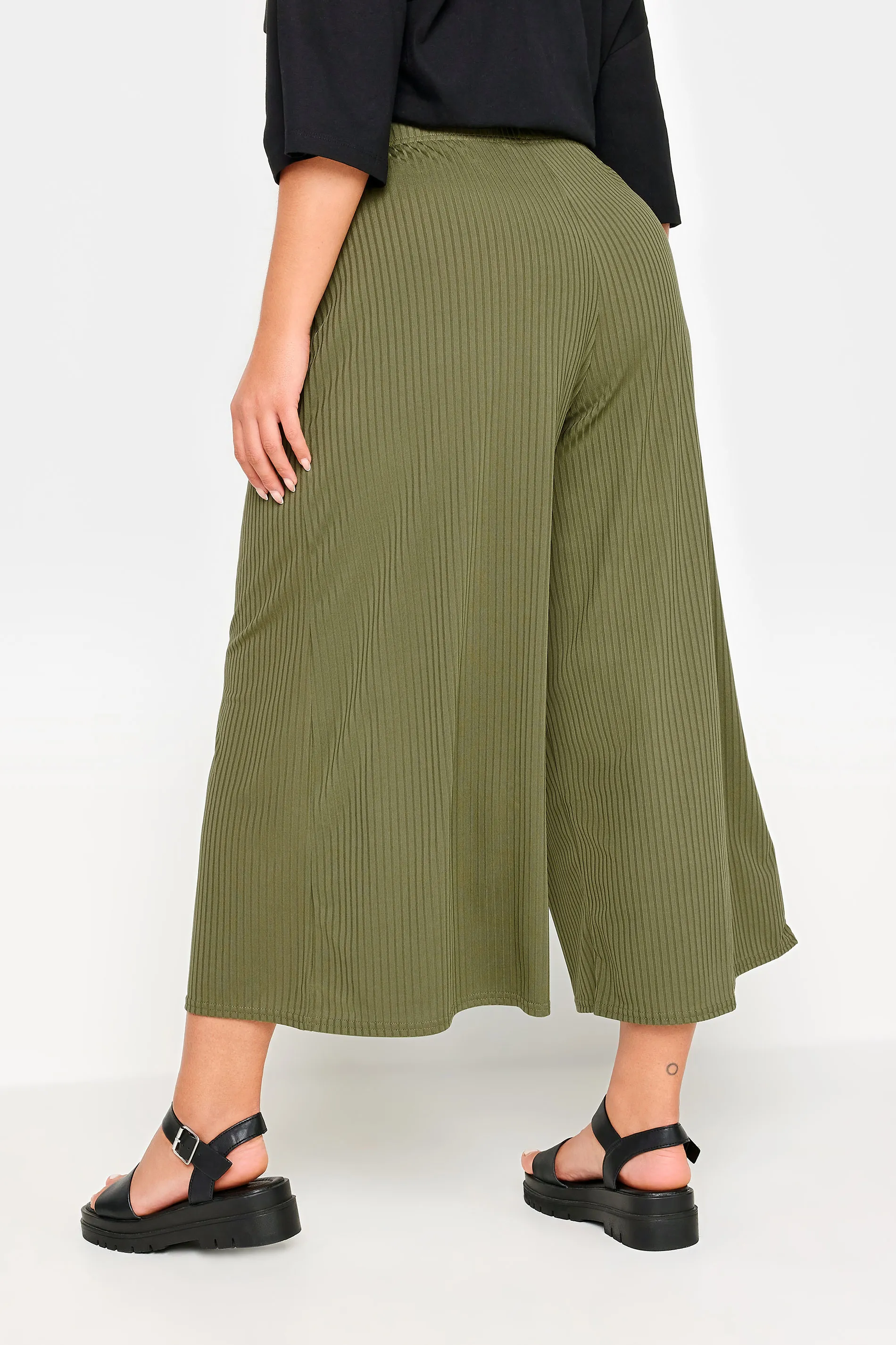 LIMITED COLLECTION Curve Khaki Green Ribbed Culottes