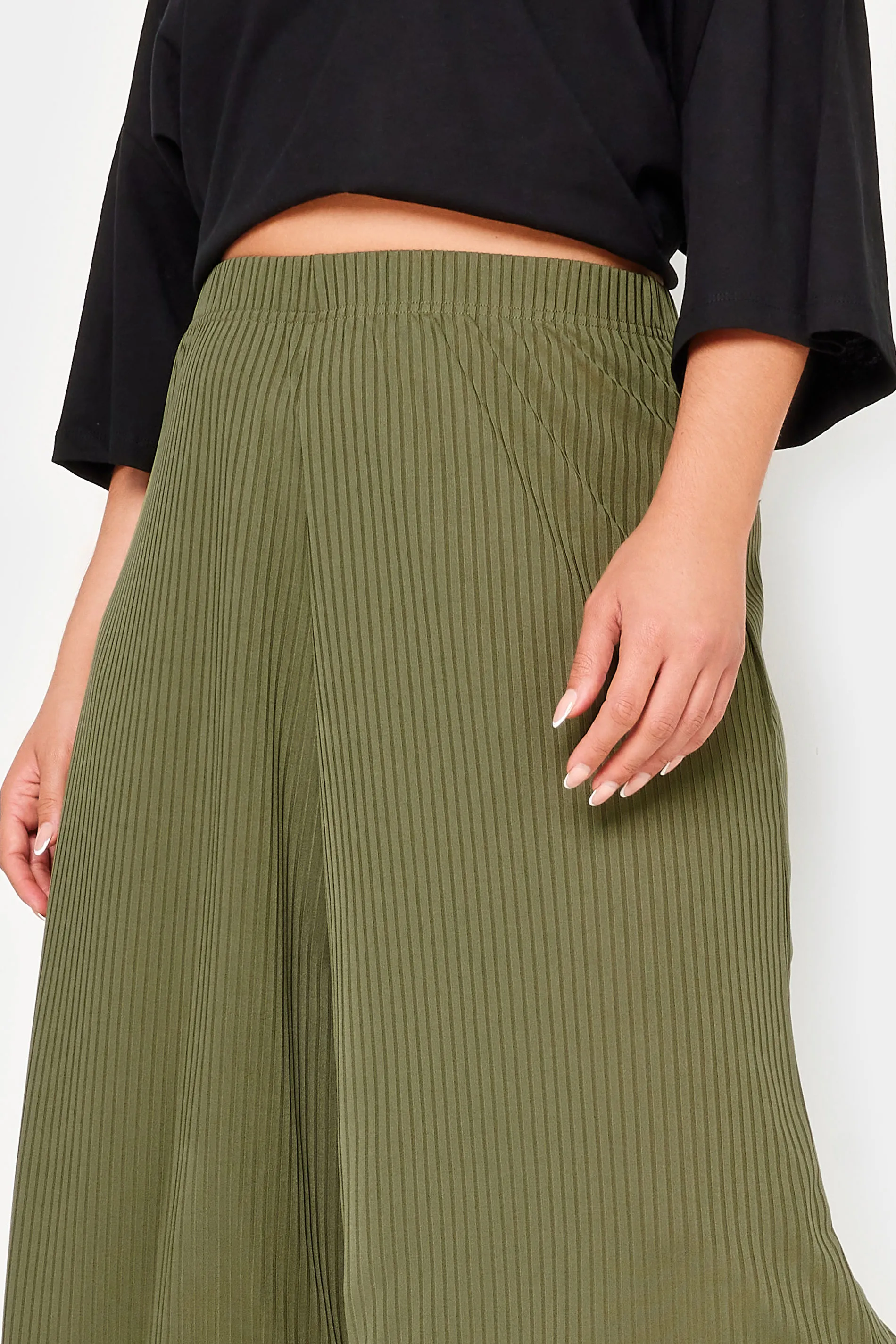 LIMITED COLLECTION Curve Khaki Green Ribbed Culottes