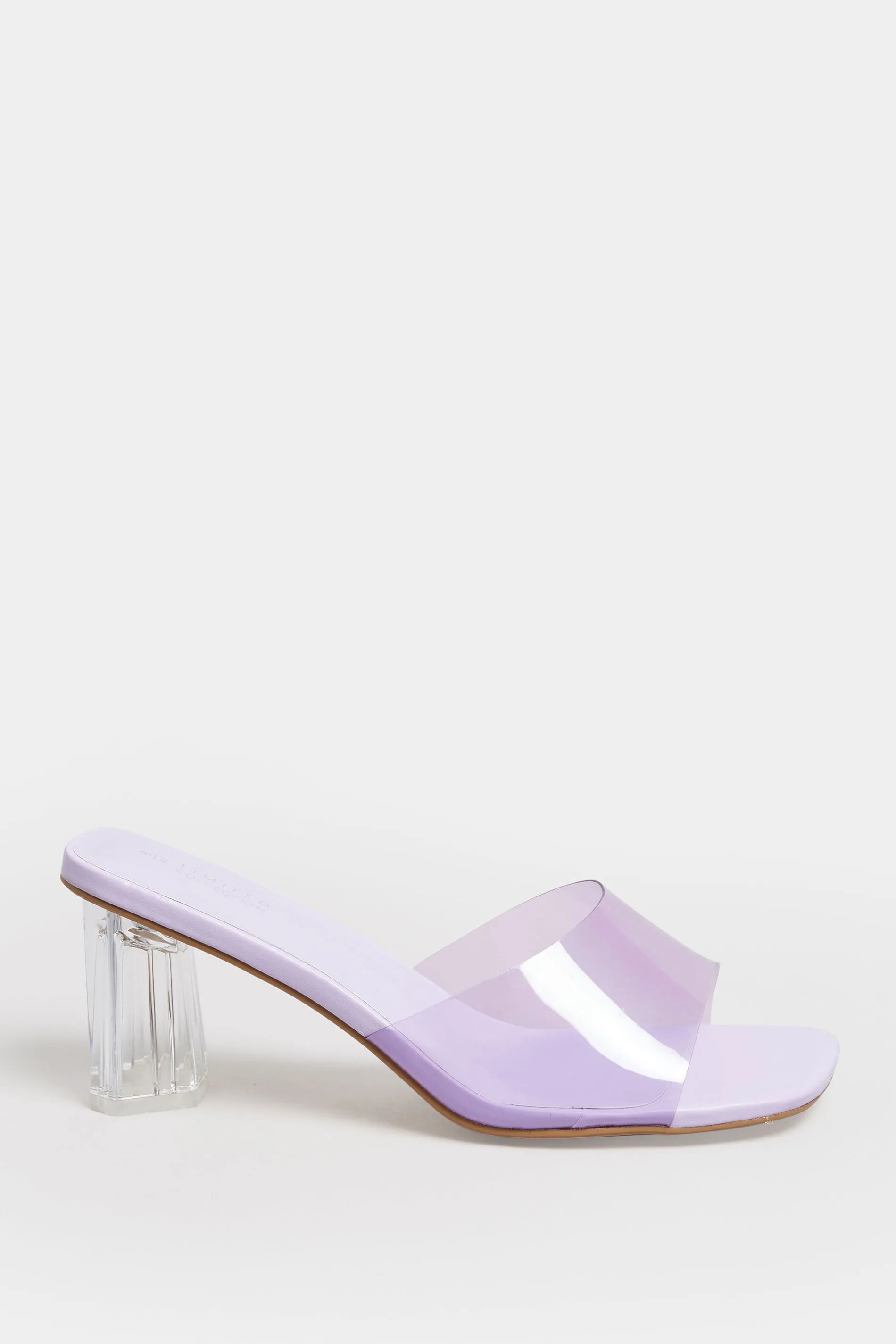 LIMITED COLLECTION Lilac Purple & Clear Block Heel Mules In Extra Wide EEE Fit