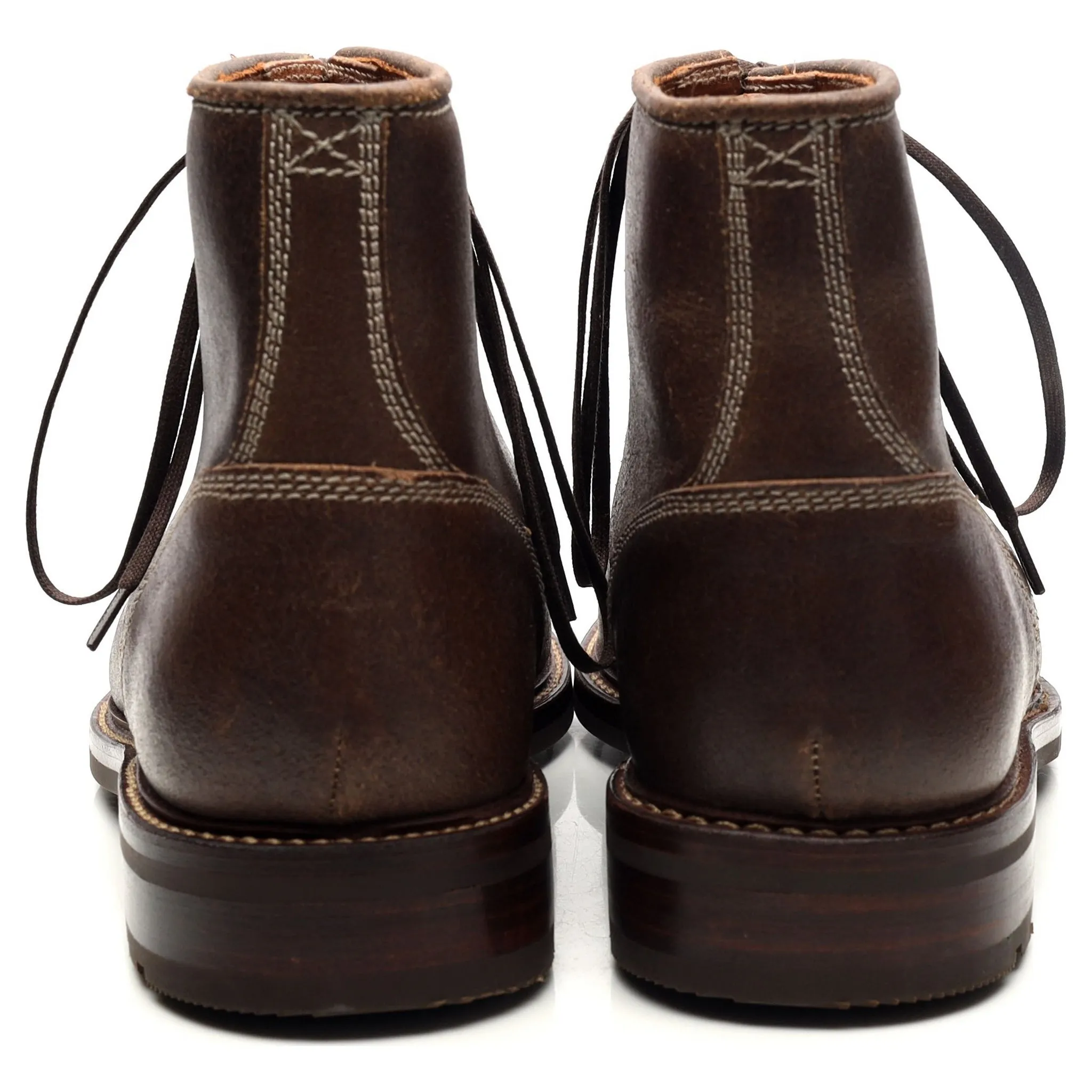 'Lisbon 2' Brown Waxed Leather Boots UK 10.5 US 11.5