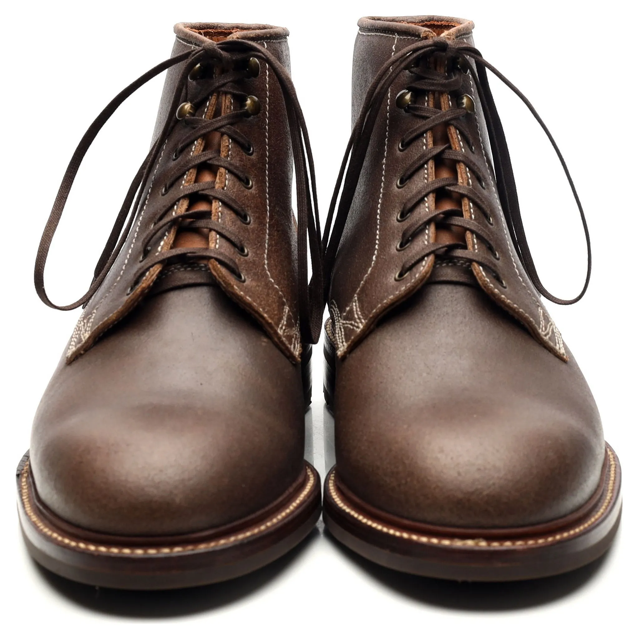 'Lisbon 2' Brown Waxed Leather Boots UK 10.5 US 11.5