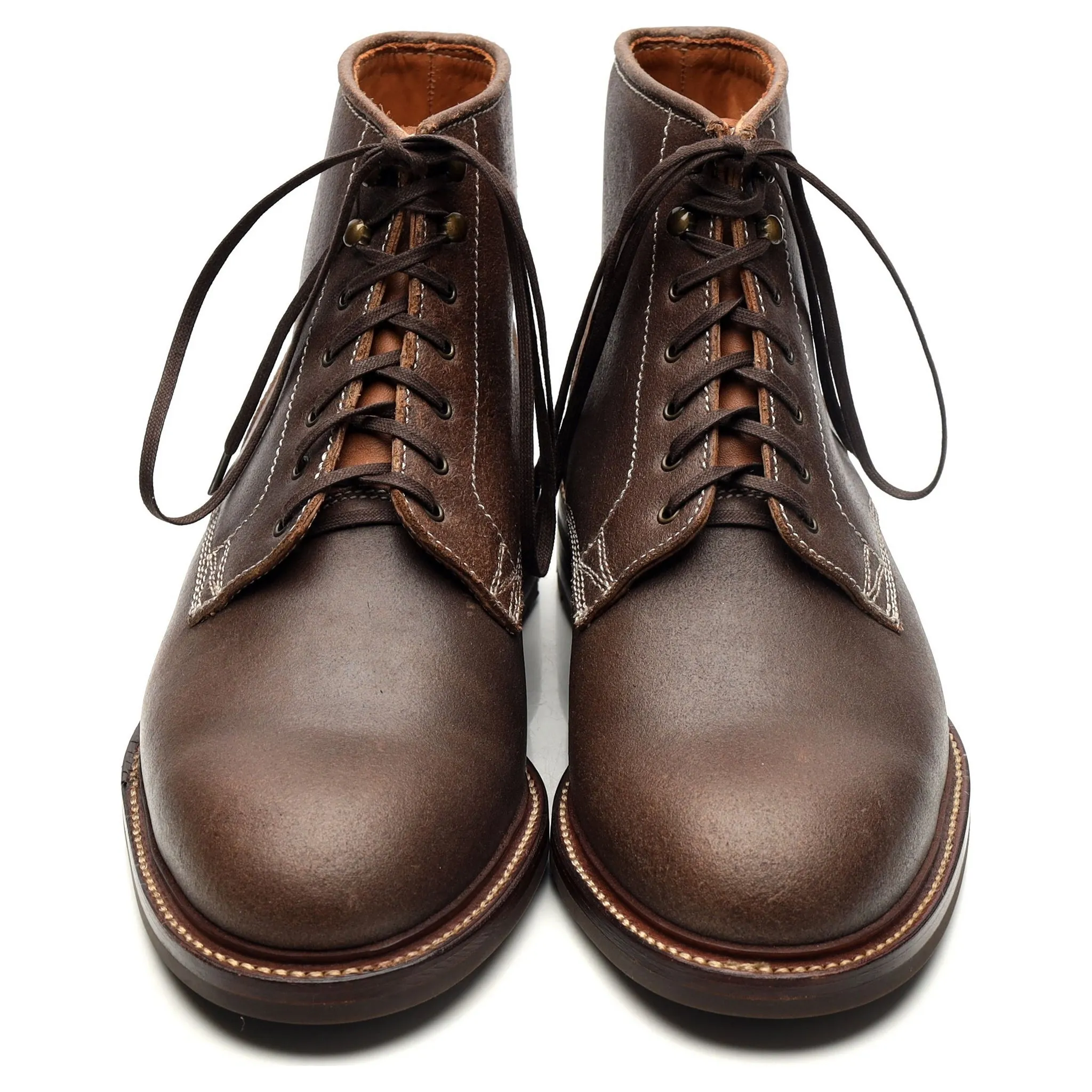 'Lisbon 2' Brown Waxed Leather Boots UK 10.5 US 11.5