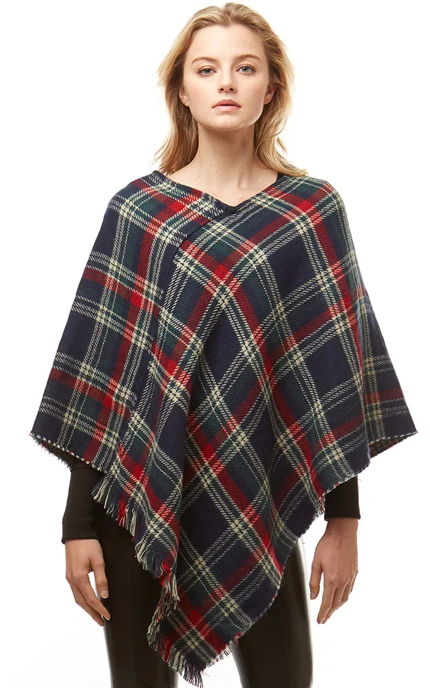 LOF171 Multi Plaid Poncho