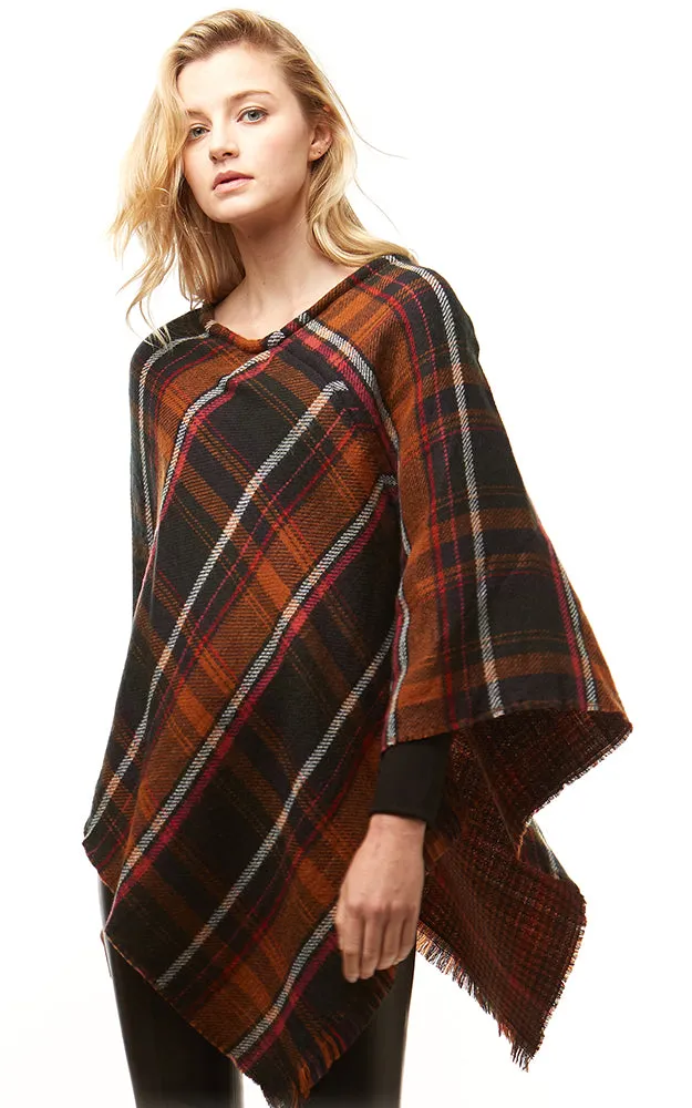 LOF171 Multi Plaid Poncho