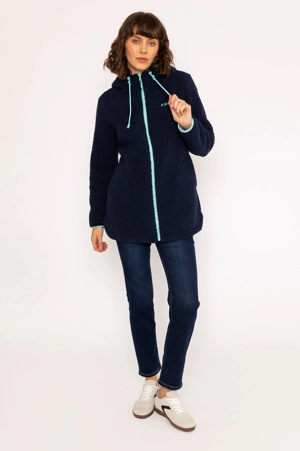 Longline Teddy Fleece in Navy