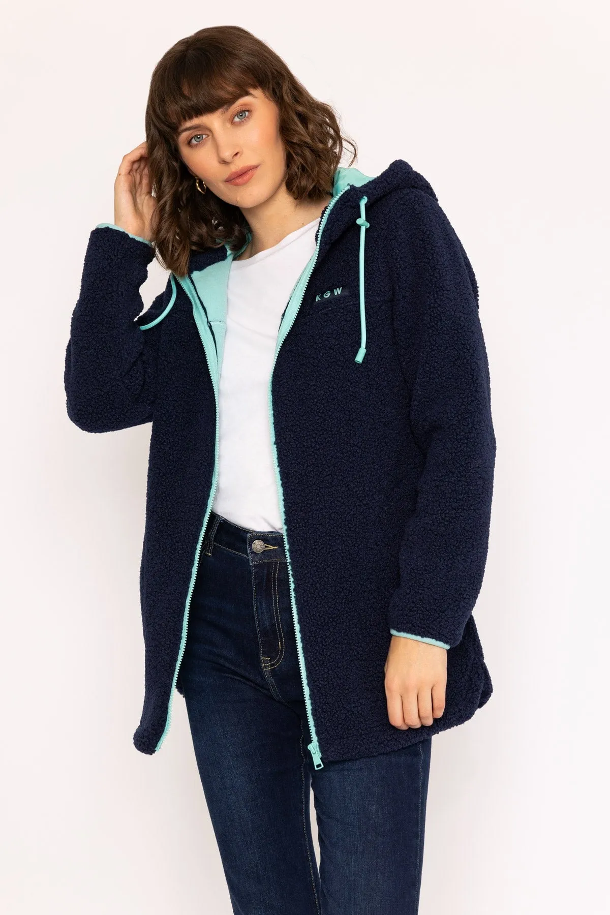 Longline Teddy Fleece in Navy