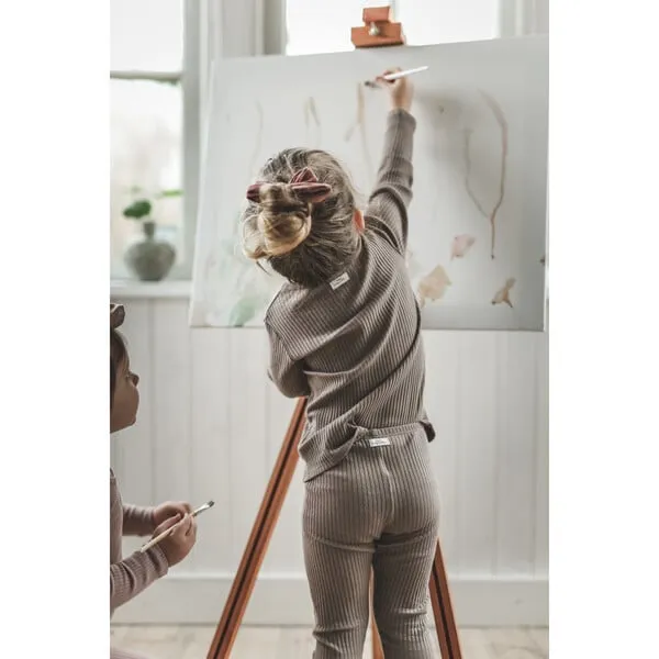 Lovely Littles Ribbed Leggings, Taupe