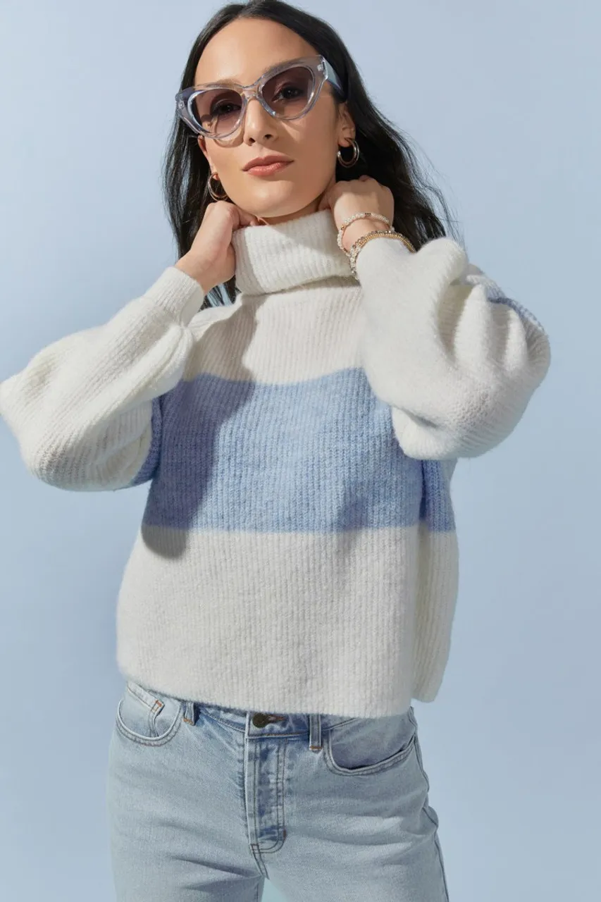 Marylou Stripe Turtleneck Pullover 